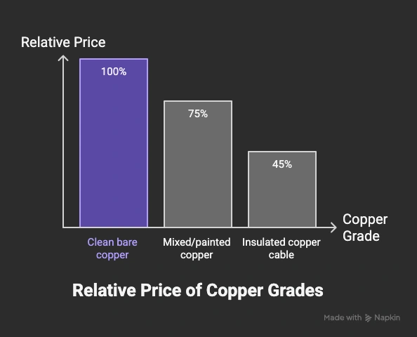 Copper Grade Price Comparison Chart - visual selection