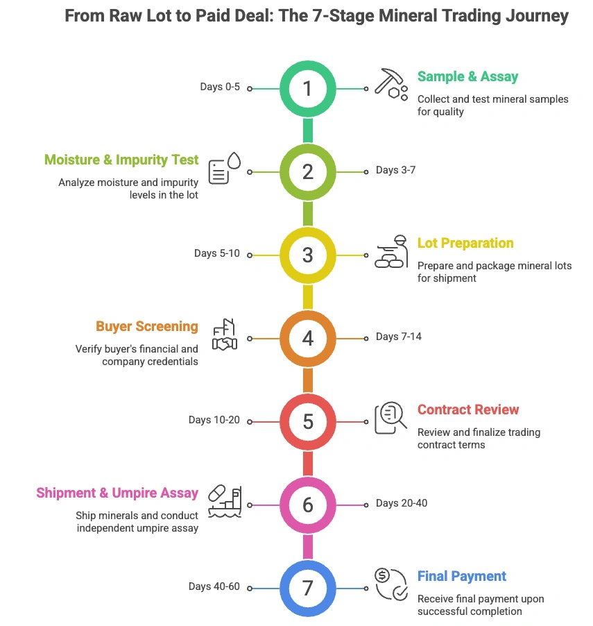 From Raw Lot to Paid Deal. The 7-Stage Mineral Trading Journey